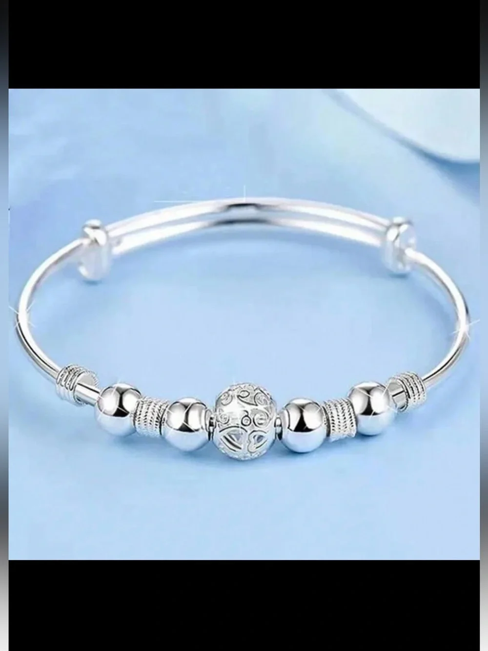 Silver Heart Charm Bangle Bracelet